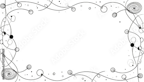 Black and white swirling line design.