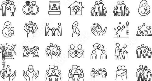 Photos Modern family relationships icon set and vector set for free