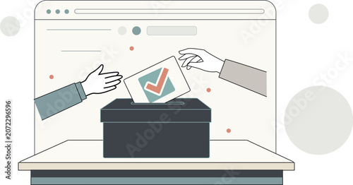 Billede på lærred Hands casting online ballot vote.