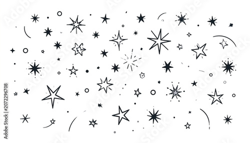 Black star shapes on white background.