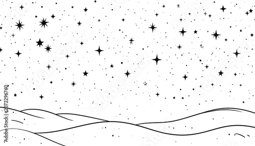 Black stars and dots on white.