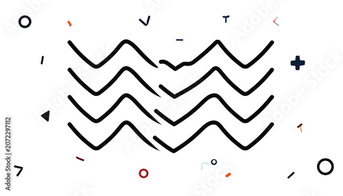 Black wavy lines and symbols pattern.