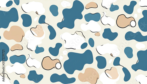 Blue and beige abstract shapes pattern.