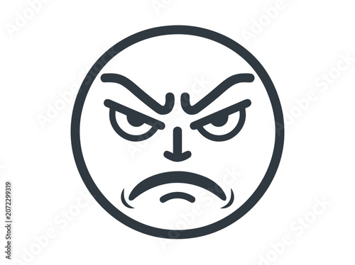 Furious Face Icon - Angry Emotion Symbol