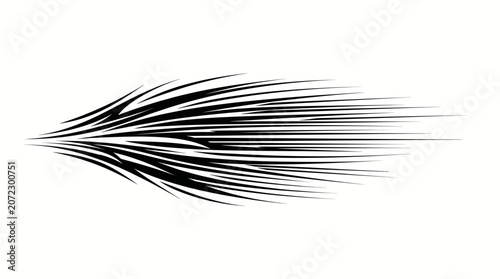 Dynamic Black Speed Lines Abstract Arrow Shape, Concentric Fast Motion Graphic Element, Modern Velocity Effect Vector on Isolated White Background