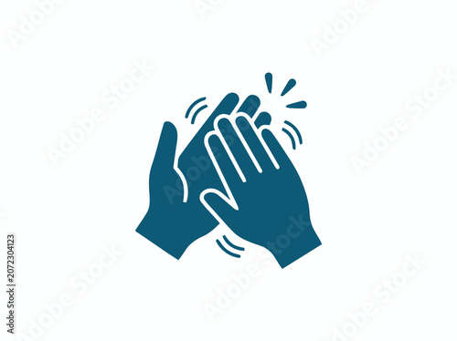 Applause Icon: Hands Clapping together with motion lines, isolated on white background