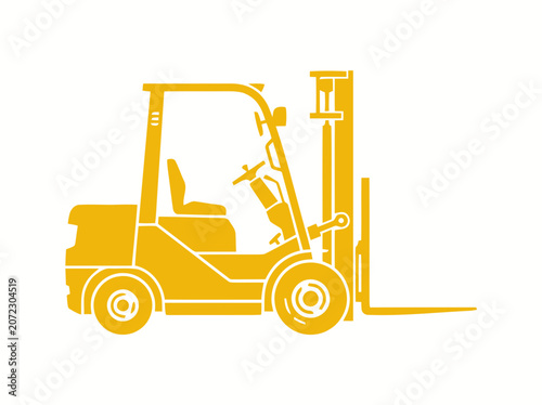 Yellow Forklift Icon Silhouette - Warehouse Equipment Vector Graphic