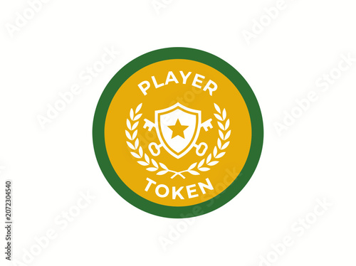 Player Token Badge with Star, Shield, Keys and Laurel Wreath