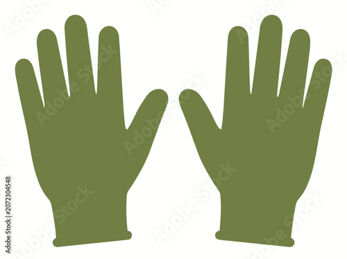 Gardening Gloves Icon - Green Pair of Hand Protection Mittens