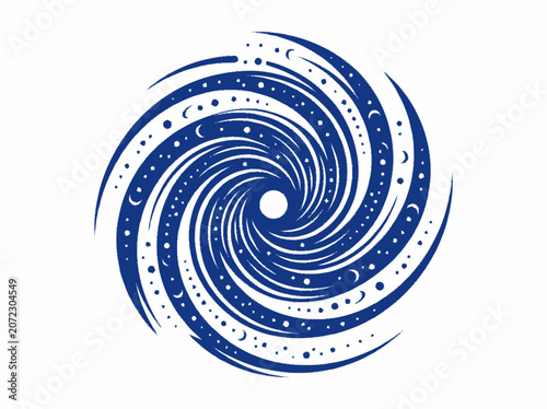 Cosmic Swirl Vortex with Moon and Stars - Abstract Celestial Spiral