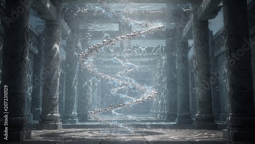Depths of the Eternal Tide — Ancient Temple Interior Photorealistic Game Cinematic Render, 3D Key Visual｜永遠の潮の深淵 — 古代神殿の内部 フォトリアルなゲームシネマティック 実写風3D