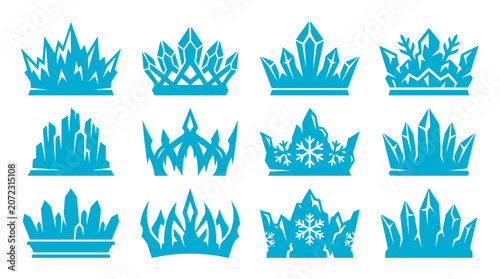 Cuadro en lienzo Blue crystal crowns for majestic frozen kingdom rewards.