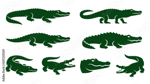 Canvastavla Green crocodile and alligator silhouettes for adventure.