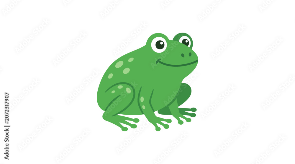 Obraz premium Cute green speckled frog sitting in profile view.