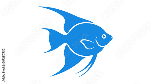 Tableau sur toile Blue angelfish icon on white background.