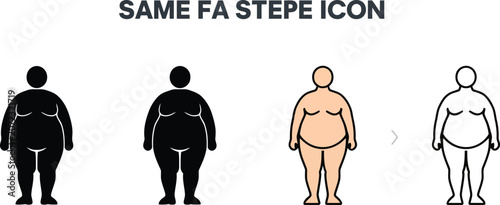 Fotografía Vector illustration of overweight female body icons depicting obesity and health