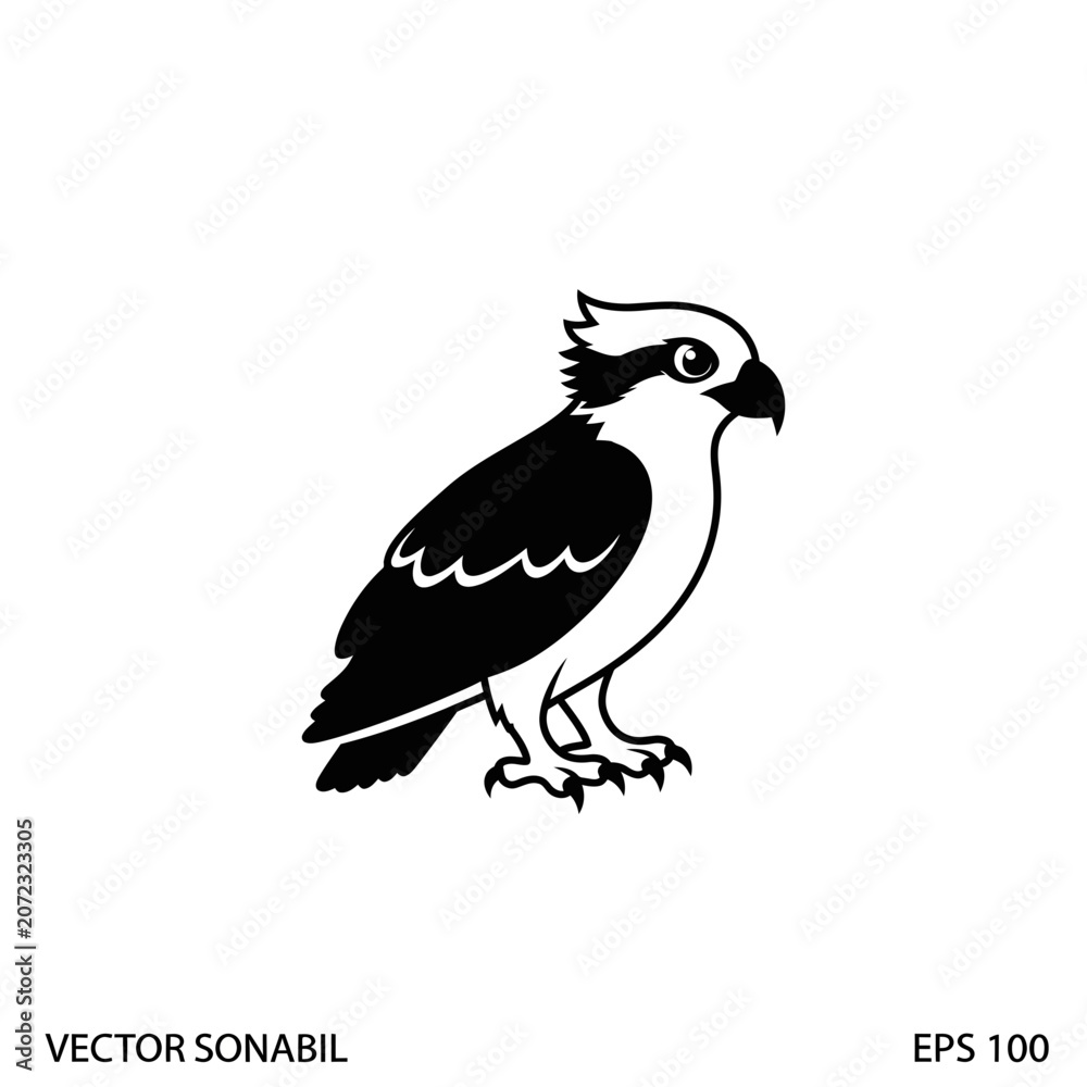 Fototapeta premium Osprey Bird Silhouette Icon Vector - Wildlife Animal
