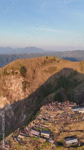 Drone Footage of Sunrise at Mount Batur, Bali, Indonesia