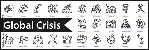 Foto Global Crisis web icon set and collection