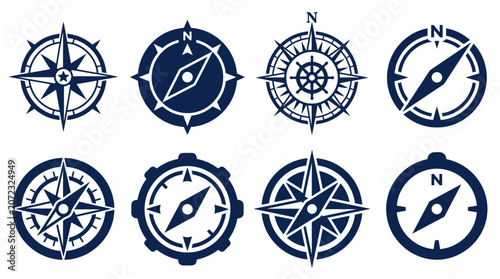 Canvastavla Set of nautical compass and wind rose navigational symbols.
