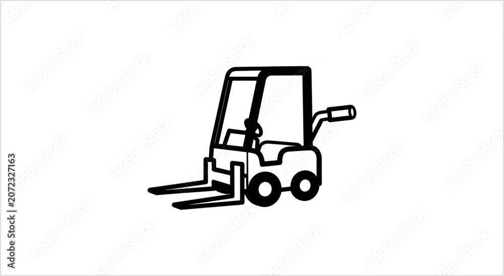 Naklejka premium Simple Line Art Icon of a Forklift Truck.