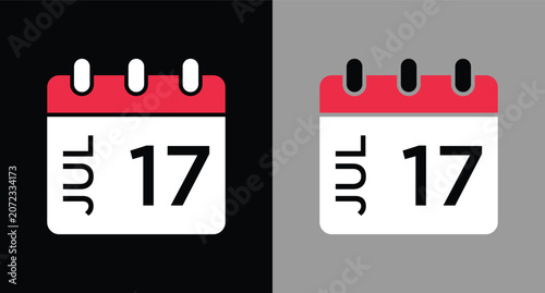 calendar - July 17 icon illustration isolated vector sign symbol