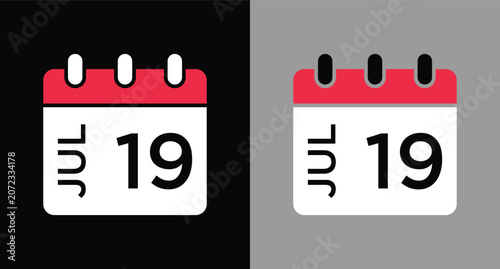 calendar - July 19 icon illustration isolated vector sign symbol