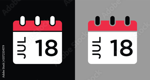 calendar - July 18 icon illustration isolated vector sign symbol