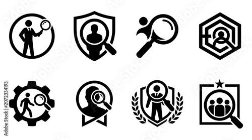 Cuadro en lienzo HR search identity magnifying glass profile icons