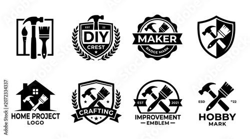 Foto DIY maker and craftsman tool emblem collection.