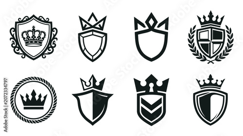 Foto Royal crown and shield heraldic crest collection.