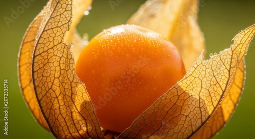 Cape Gooseberry Fruit With Golden Berry and Delicate Papery Husk Detail
