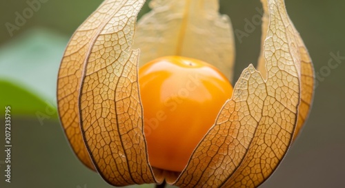 Cape Gooseberry Fruit With Golden Berry and Delicate Papery Husk Detail