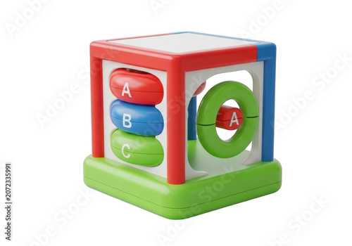 Colorful alphabet educational cube toy for toddlers as PNG asset