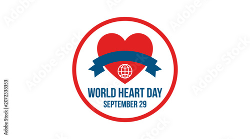 World Heart Day September 29 logo with red heart.