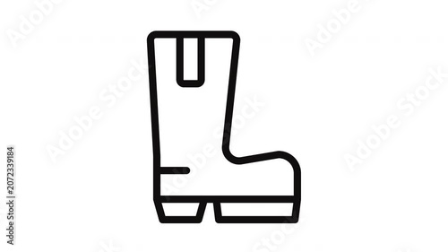Safety Boot Line Art Icon Looping Animation for Industrial Workwear Concept