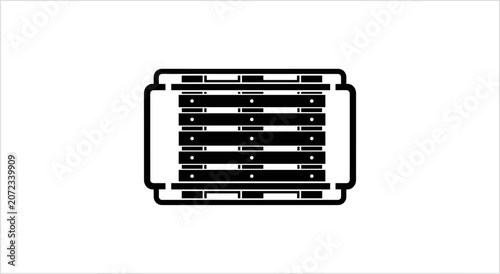Foto Simple Black and White Icon of a Wooden Accordion.