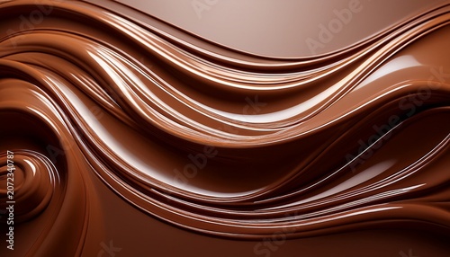 Liquid Chocolate Waves Flowing Smoothly In A Rich Brown Background
