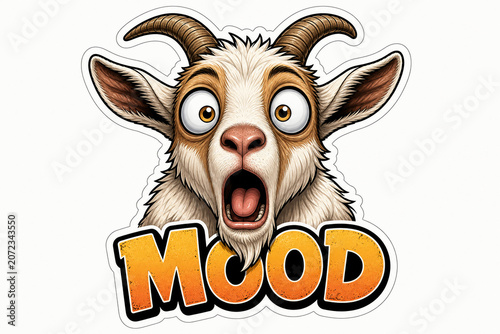 Surprised Goat Cartoon Character Illustration.