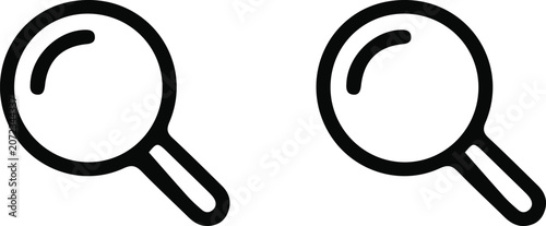 Two simple line art magnifying glasses on white background