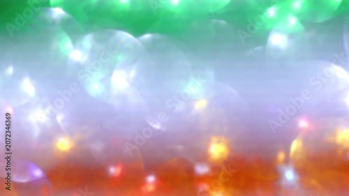 glitter bokeh background in Indian flag colors. shimmer of orange, green, and white glitter. 