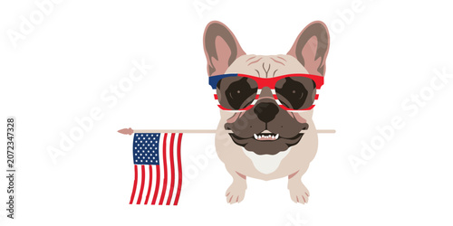 Patriotic French Bulldog Celebrating USA Independence Day