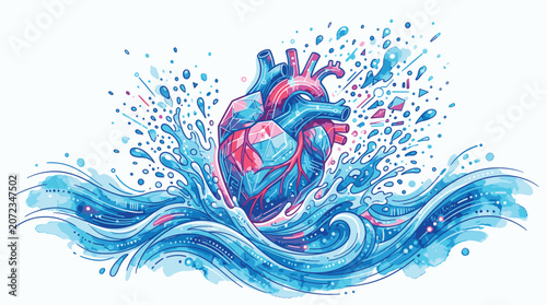 Fotografia Heart Emerging from Ocean Waves.