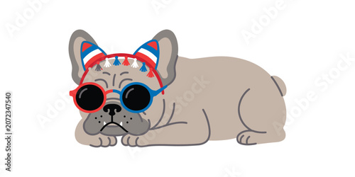 Fun patriotic French bulldog illustration for USA Independence Day