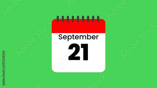 Animated Calendar Marks September 21 International Day of Peace Event Reminder