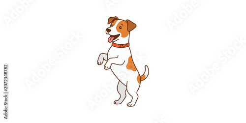 Adorable cartoon dog standing on hind legs with joyful expression