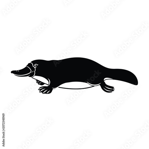Black Silhouette of a Platypus.