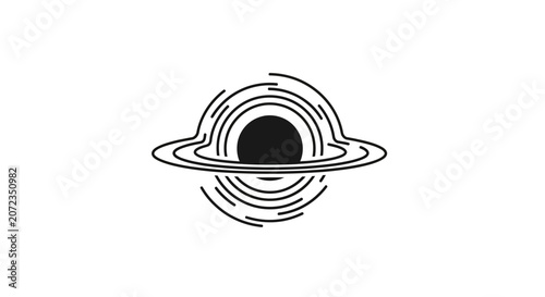 Abstract Black Hole Icon, Cosmic Gravity Symbol, Minimalist Space Illustration