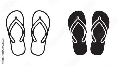 Fotografía Black and white flip flops icons Vector, illustration