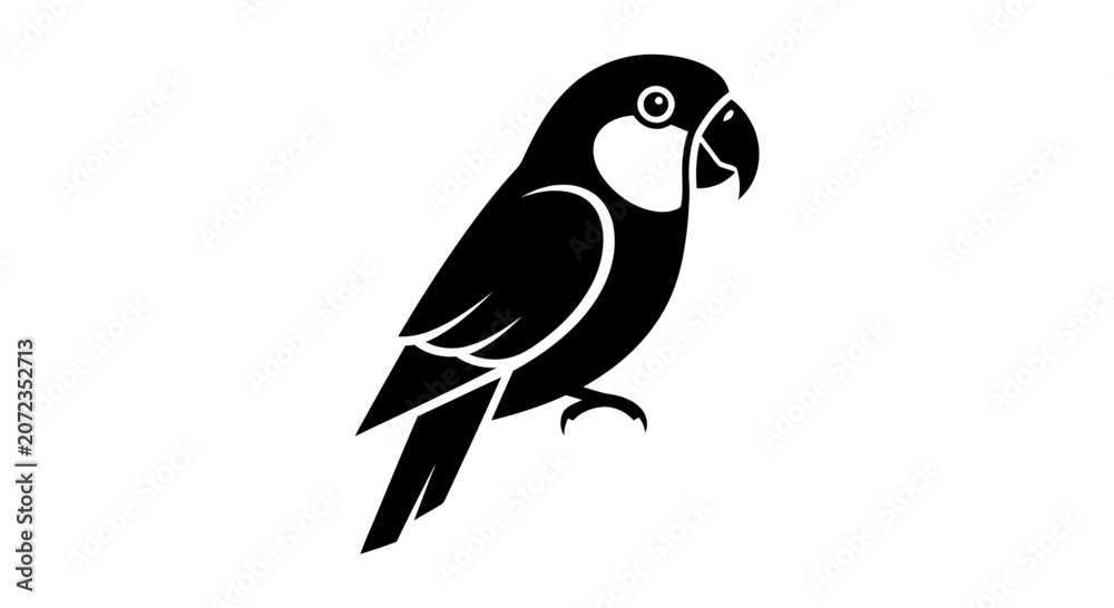 Fototapeta premium Black Silhouette of a Parrot Bird Icon Vector